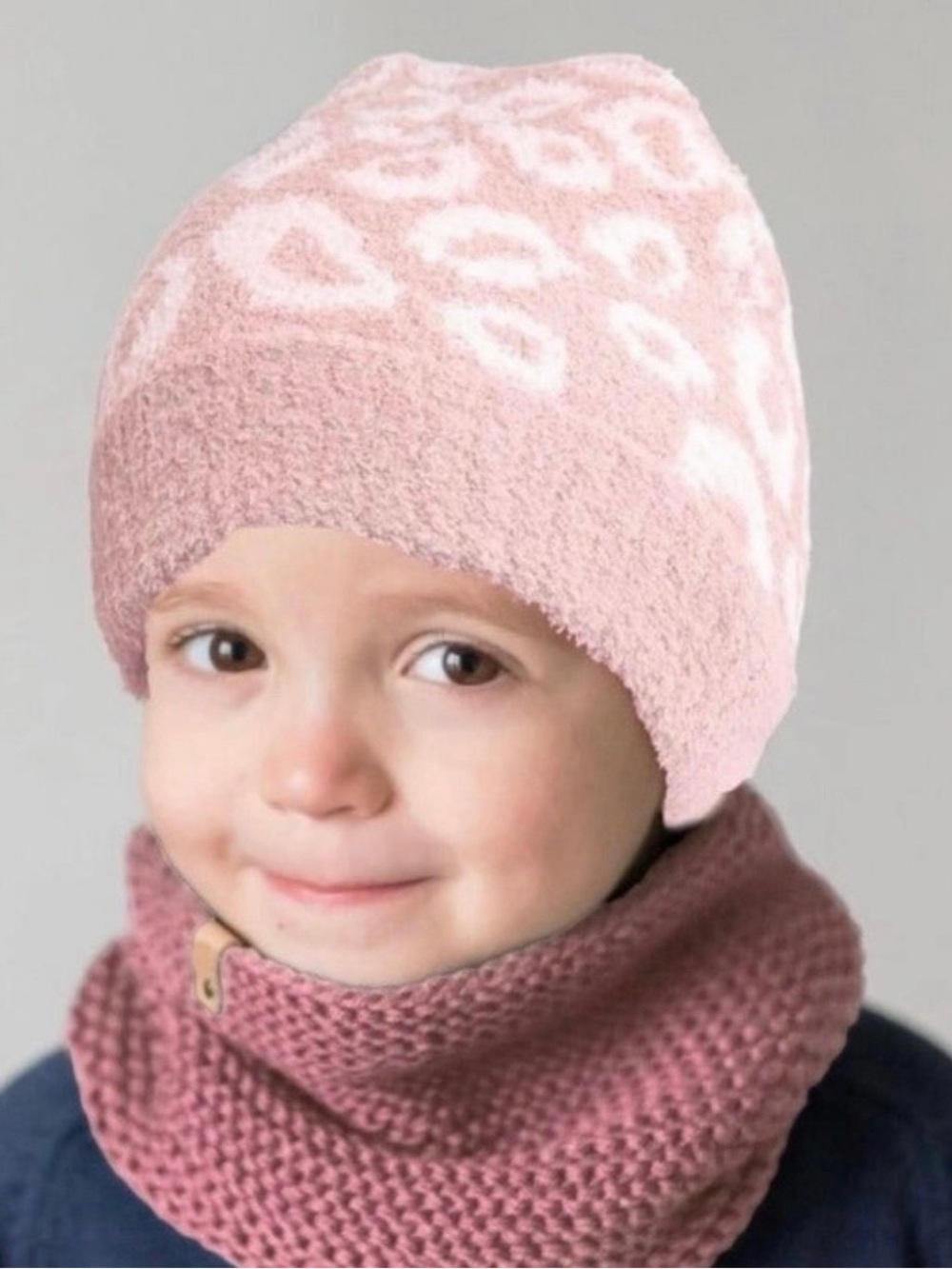 NWT Comfy Luxe Kids Leopard Beanie – Pink & White